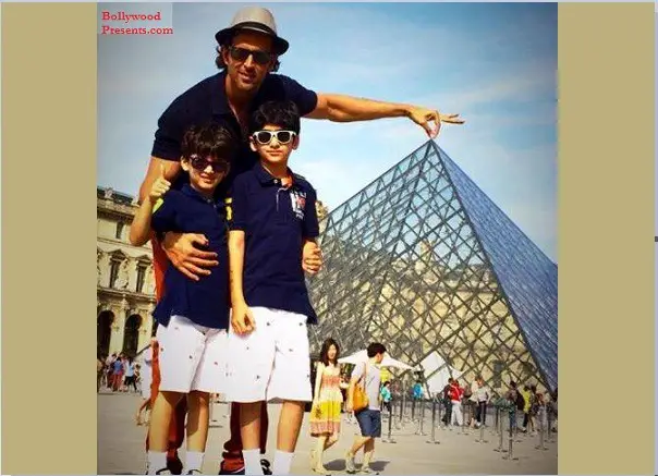 hrithik roshan with sons at louvre museum, paris