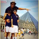 hrithik with sons at louvre museum, paris